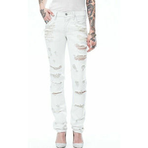 New Hudson Distressed Jeans Womens 25 Shredded Agender Button Fly High Rise